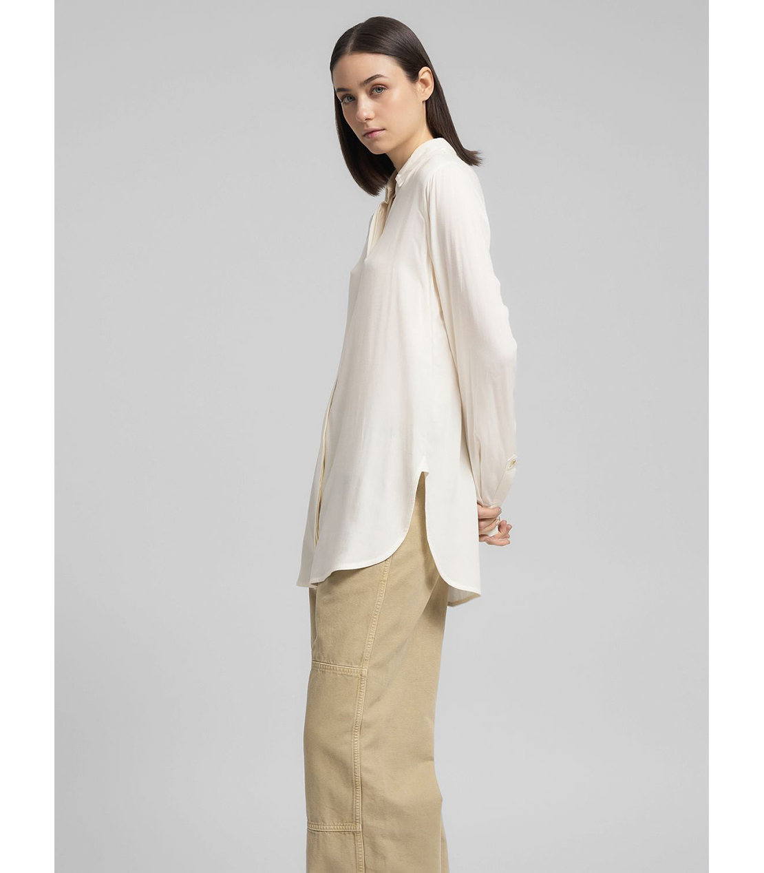 ストレートフィットロングシャツ 詳細画像 オフホワイト 4